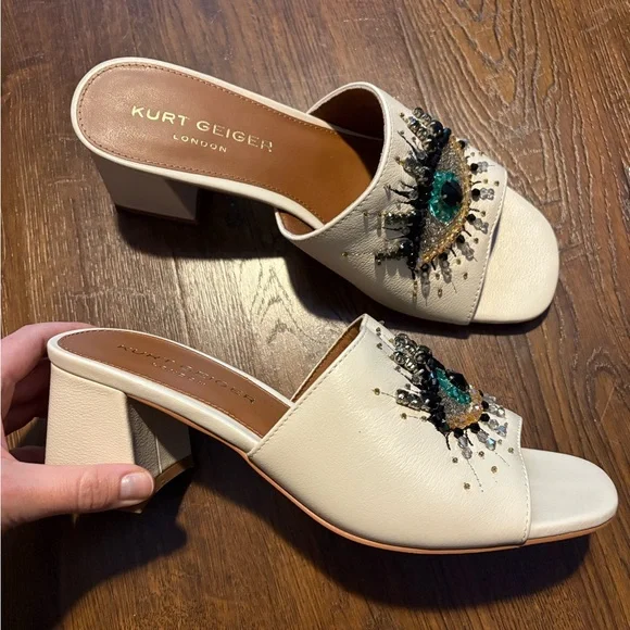 Kurt Geiger White Embellished Eye Shoes - Picture 2 of 3